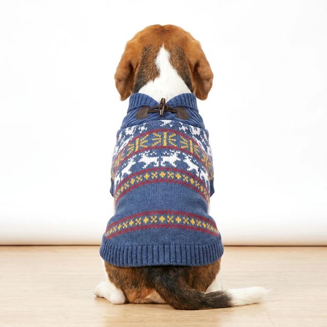 JIANCHI Blue Snowflake Star Christmas Dog Sweater for Small Dogs Winter Warm Custom Logo OEM ODM Pet Clothes Manufacturer CW26005
