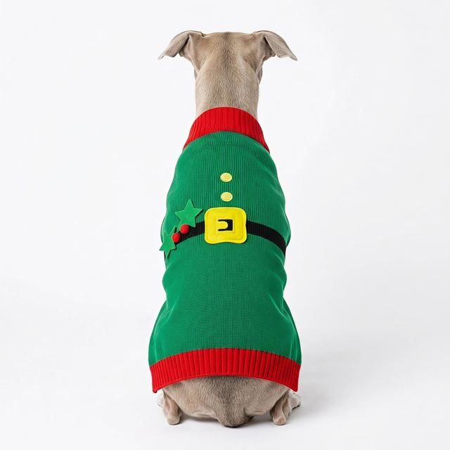JIANCHI Green Elf Button Costume Dog Sweater for Small Dogs Winter Warm Custom Logo OEM ODM Pet Clothes Manufacturer CW26011