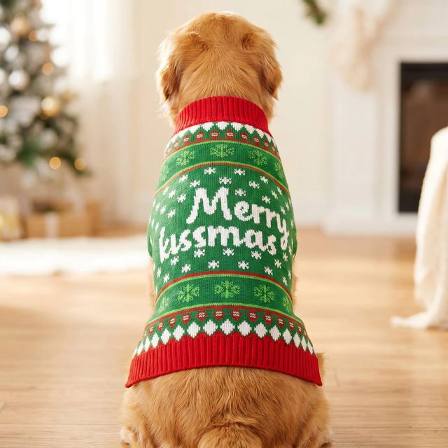 JIANCHI Green Merry Christmas Argyle Dog Sweater for Small Dogs Winter Warm Custom Logo OEM ODM Pet Clothes Manufacturer CW26018