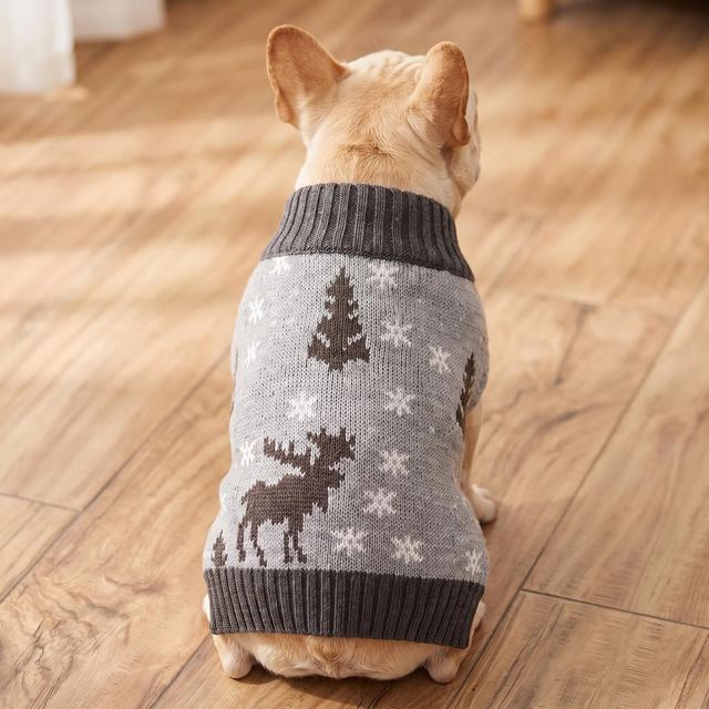 JIANCHI Grey Christmas Tree Moose Dog Sweater for Small Dogs Winter Warm Custom Logo OEM ODM Pet Clothes Manufacturer CW26035