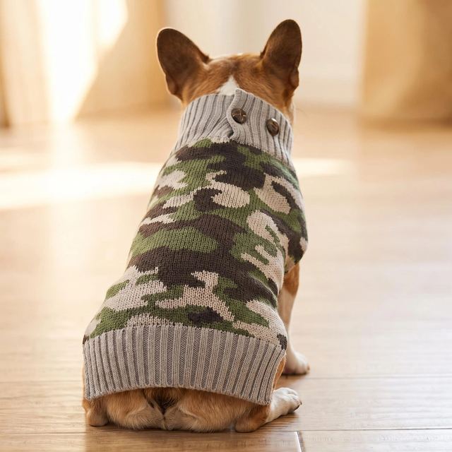 JIANCHI Camouflage Knitted Dog Sweater for Small Dogs Winter Warm Custom Logo OEM ODM Pet Clothes Manufacturer CW26036