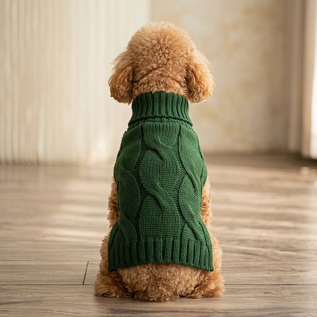 JIANCHI Green Cable Knit Turtleneck Dog Sweater Cozy Pet Apparel Custom Size Color Small MOQ Knitwear Direct Factory CW26055