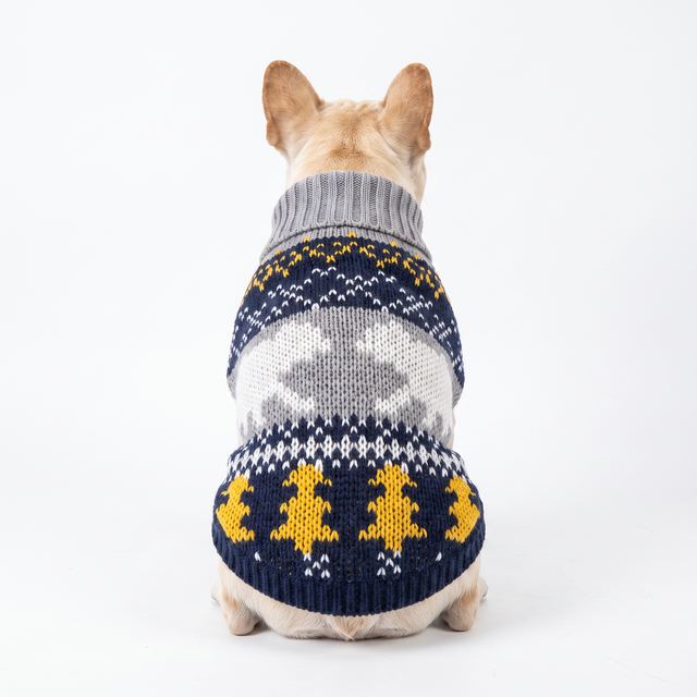 JIANCHI Navy Yellow Christmas Tree Dog Sweater Cozy Pet Apparel Custom Size Color Small MOQ Knitwear Direct Factory CW26079