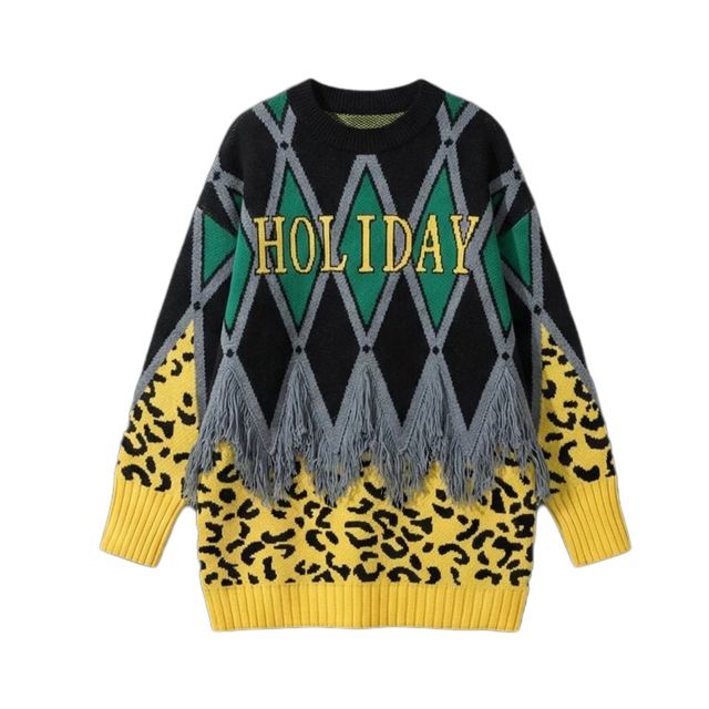 JIANCHI Cartoon Graphic Crew Neck Knit Sweater Women Fashion Loose Fit Private Label Custom Color Small MOQ Factory LK22005
