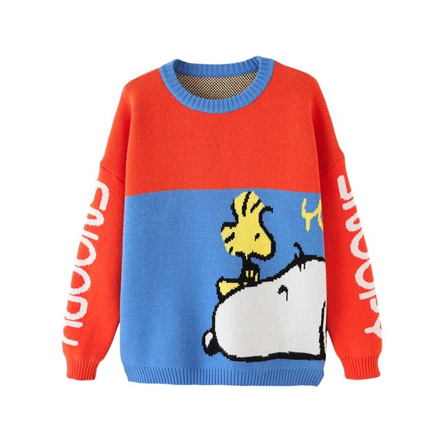 JIANCHI Cartoon Colorblock Crew Neck Knit Sweater Ladies New Design Knitwear Custom Size Logo Service Direct Factory LK22009
