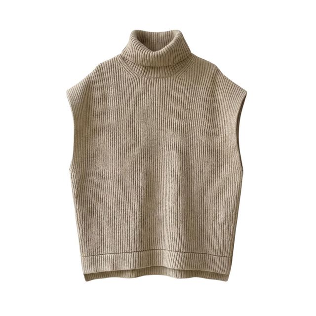 JIANCHI Ribbed Turtleneck Sleeveless Knit Vest Ladies New Design Knitwear Custom Size Logo Service Direct Factory LK22012