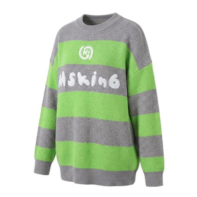 JIANCHI Striped Letter Graphic Knit Sweater for Women Winter Warm Casual Wear Custom Logo OEM ODM Manufacturer LK22049
