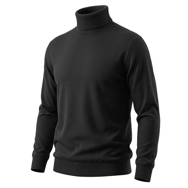 JIANCHI Black Classic Turtleneck Long Sleeve Knit Pullover Sweater Women Fashion Loose Fit Private Label Custom Color Small MOQ Factory LK23073