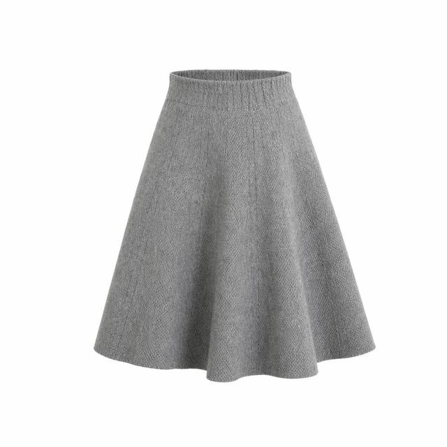 JIANCHI Gray High Waist A Line Knit Midi Skirt Women Fashion Loose Fit Private Label Custom Color Small MOQ Factory LK24024